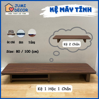 Kệ màn hình máy tính có ngăn, kê máy tính, kệ để laptop gỗ MDF - Dễ dàng lắp đặt - Dài 60, 80cm, 1m