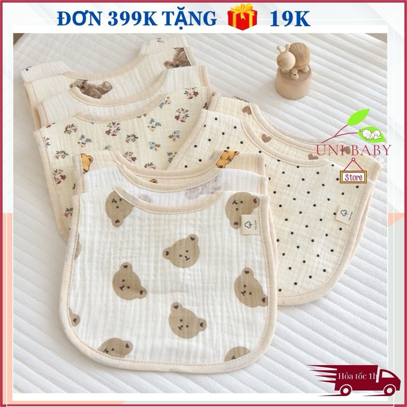 Yếm xô muslin chữ U kiểu dáng Hàn Quốc thoáng mát thấm hút cực nhanh hàng loại 1 mã