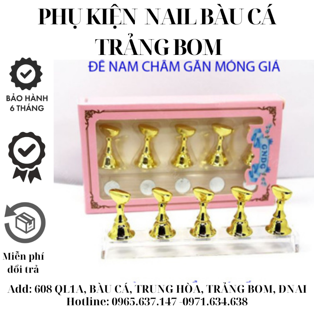 Set 5 Chiếc Đế Gắn Móng Giả Tập Vẽ Nail - Đế Nam Châm Gắn Móng Mẫu Chuyên Dụng