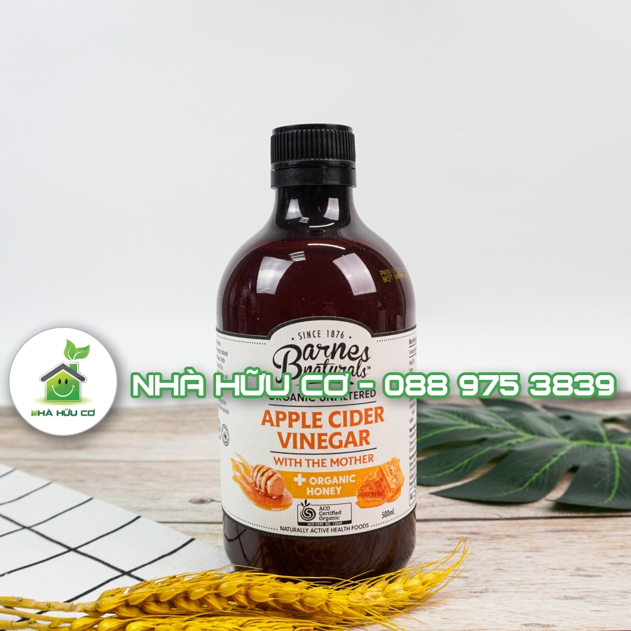 Giấm táo mật ong hữu cơ CÓ GIẤM CÁI 500ml- Barnes Naturals - Nhà hữu cơ