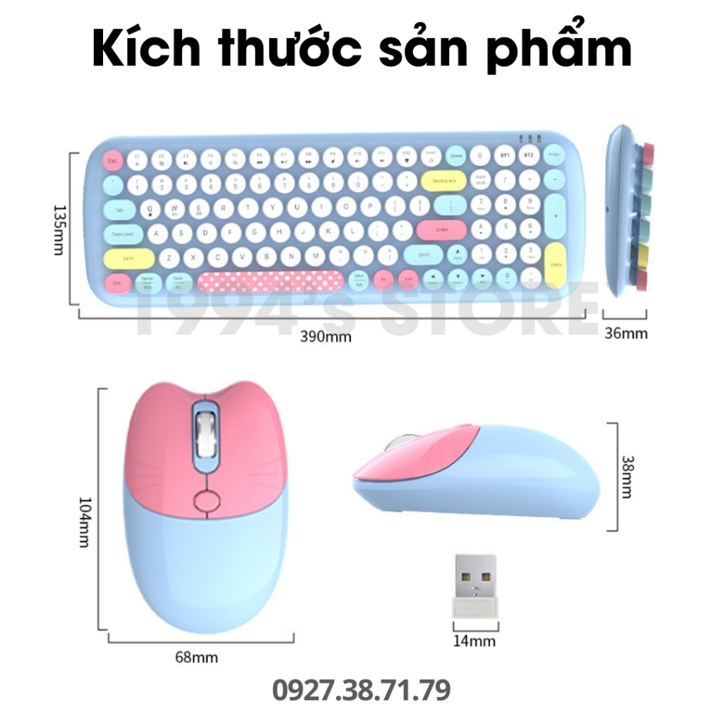 Bộ bàn phím và chuột không dây MOFII GEEZER CANDY PRO yên tĩnh kết nối Bluetooth và USB 2.4G - Bàn phím, chuột văn phòng