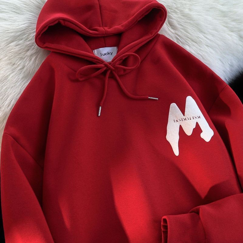 Áo nỉ có mũ 15-55kg, áo hoodie in chữ M cho bé trai, bé gái 2-15 tuổi