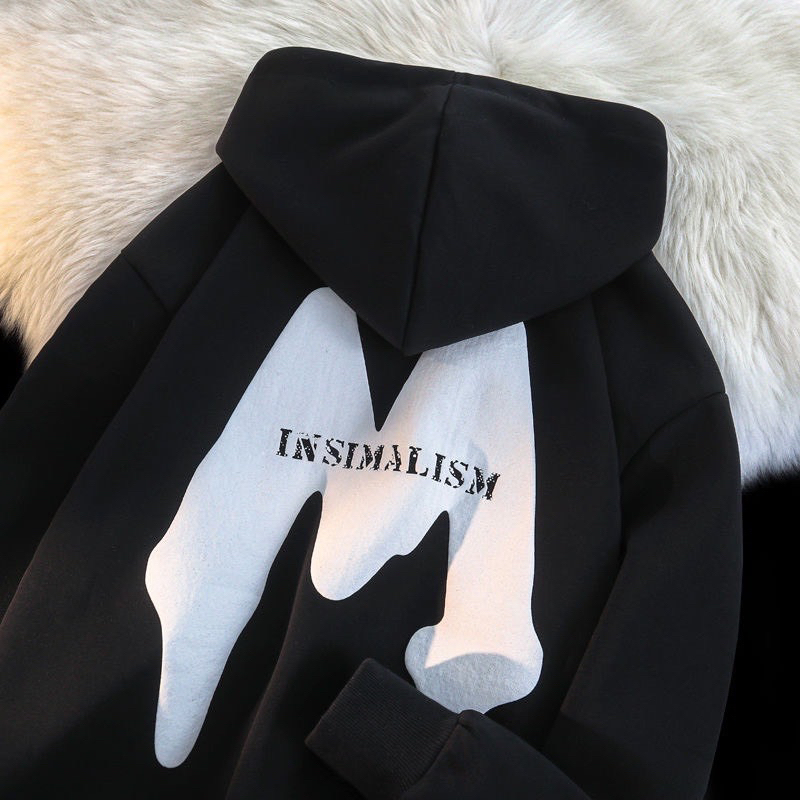 Áo nỉ có mũ 15-55kg, áo hoodie in chữ M cho bé trai, bé gái 2-15 tuổi