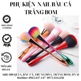 Chổi phủi bụi nail đẹp - cọ cán dài sang chảnh, lông mềm mượt chuyên dụng - sơri nail