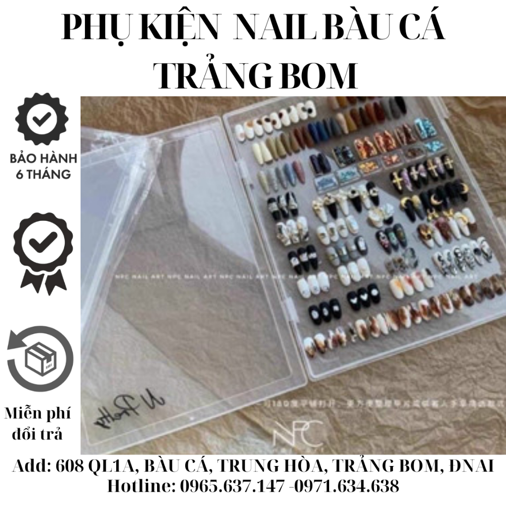 Bảng nhựa khổ A4 trưng bày mẫu móng có viền, có chốt gài