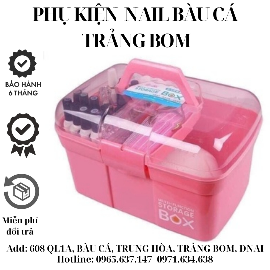 Cốp Nhựa Đựng Đồ Nail Màu Hồng Tiện Lợi , Cốp Đựng Đồ Nail Giá Rẻ