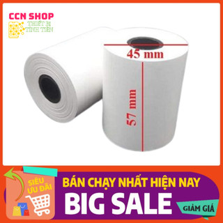 10 cuộn giấy in hóa đơn nhiệt khổ k57x45 - Giấy in điện nước, in hóa đơn mini, in bill máy in cầm tay - in rõ sắc nét