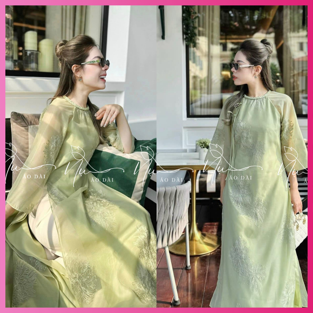 Áo dài cách tân, áo dài dáng suông 4 tà 2 lớp chất Thi Thư chất  tơ thêu cao cấp, phù hợp lễ tết, đi làm, lễ hội