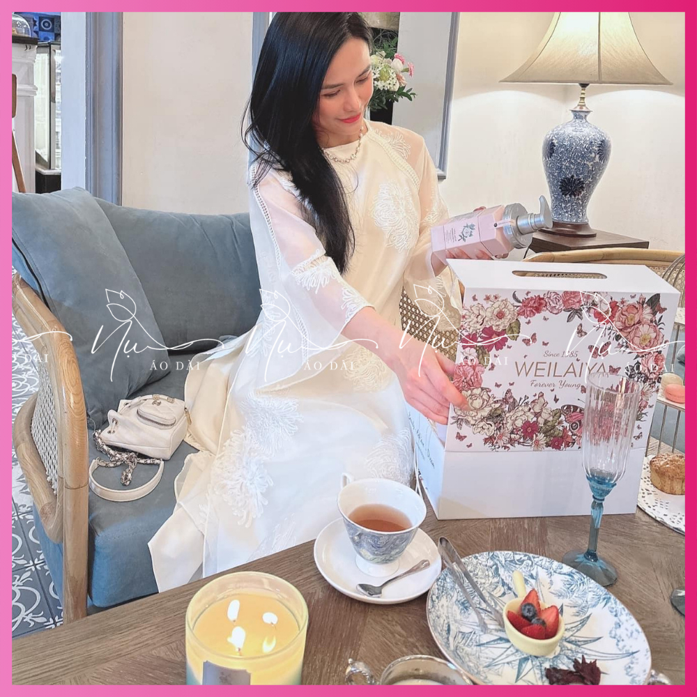 Áo dài cách tân, áo dài dáng suông 4 tà 2 lớp chất Thi Thư chất  tơ thêu cao cấp, phù hợp lễ tết, đi làm, lễ hội
