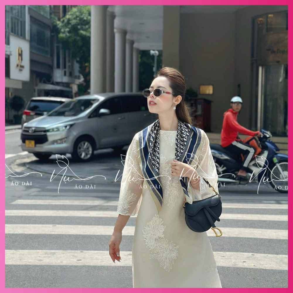 Áo dài cách tân, áo dài dáng suông 4 tà 2 lớp chất Thi Thư chất  tơ thêu cao cấp, phù hợp lễ tết, đi làm, lễ hội