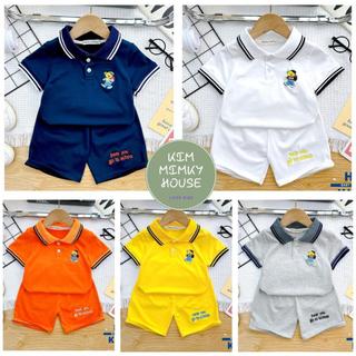 [I070]Bộ ngắn tay polo cổ trụ (9-25kg) Minky Mom vải thun cotton co giãn, phù hợp cho bé đi học đi chơi