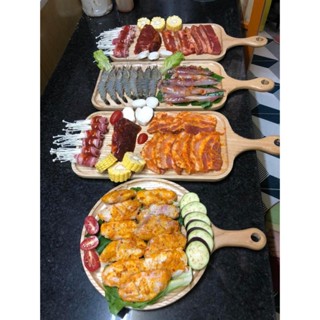 Khay Gỗ Decor có tay cầm Đựng Thức Ăn Thớt Gỗ Trang Trí Nguyên Khối Hình Chữ Nhật Đựng Ấm Trà Mứt Tết Đẹp Dai Bền