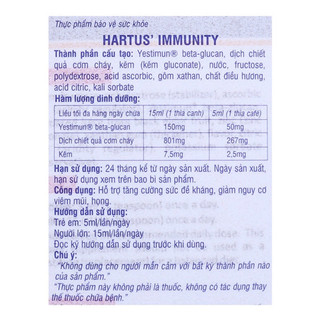 Hartus Immunity - Tăng sức đề kháng (150ml)