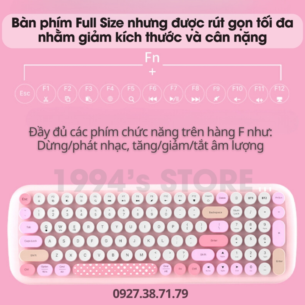 Bộ bàn phím và chuột không dây MOFII GEEZER CANDY PRO yên tĩnh kết nối Bluetooth và USB 2.4G - Bàn phím, chuột văn phòng