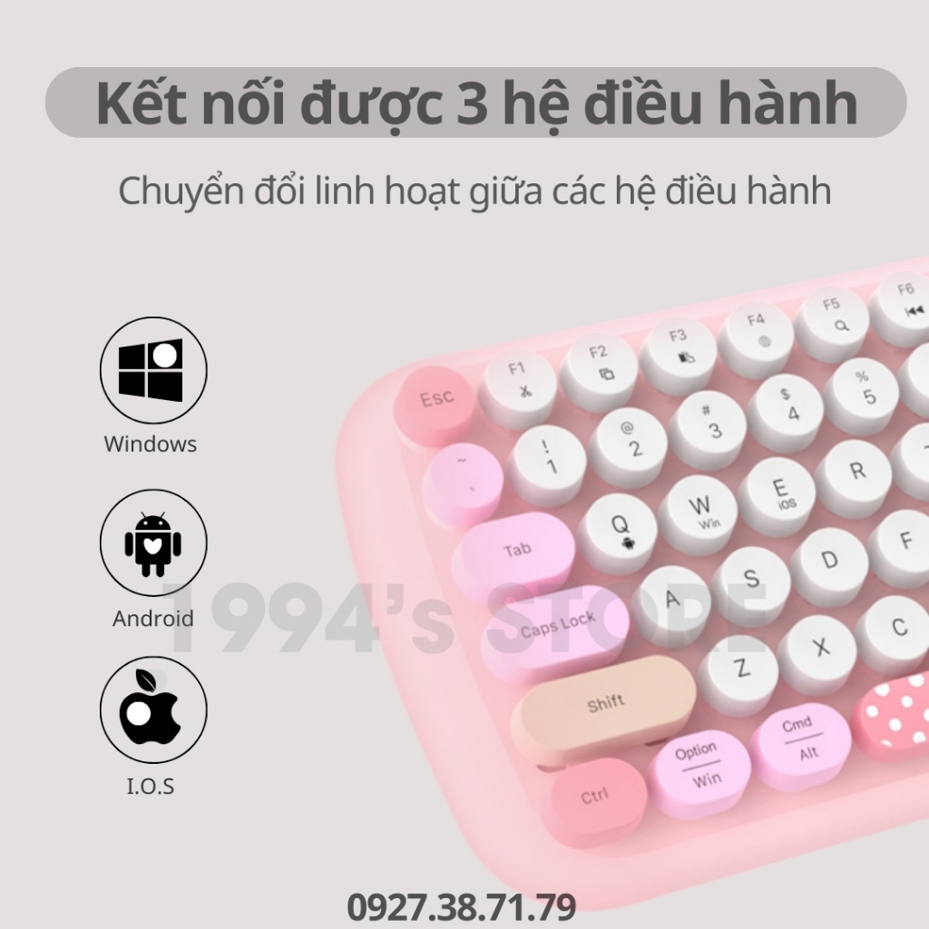 Bộ bàn phím và chuột không dây MOFII GEEZER CANDY PRO yên tĩnh kết nối Bluetooth và USB 2.4G - Bàn phím, chuột văn phòng