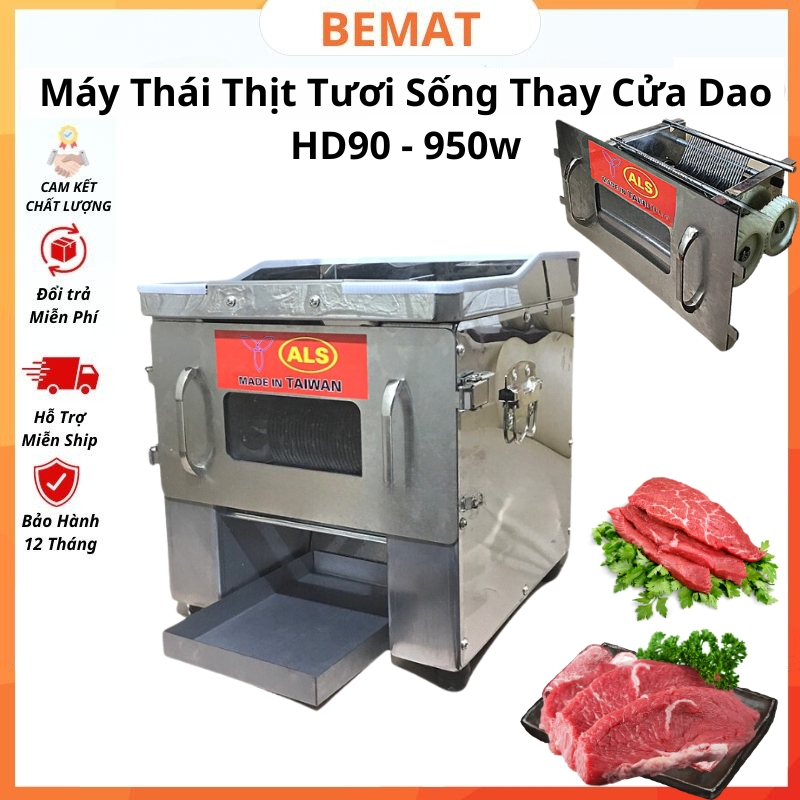 Máy Thái Thịt Tươi Sống Thay Cửa Dao HD-90 Loại 1 Cửa Dao Từ 1.8mm - 20mm Công Xuất 950w Vệ Sinh Máy Dễ Dàng