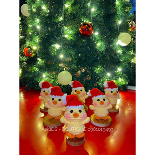 [Có sẵn] Chú vịt bằng len handmade đội mũ Noel dễ thương