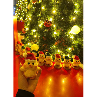 [Có sẵn] Chú vịt bằng len handmade đội mũ Noel dễ thương