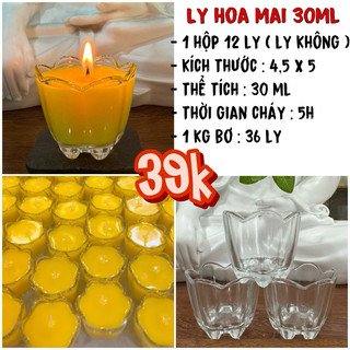 1 hộp hoa mai 12ly làm nến ( ly không )