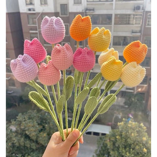 Hoa tulip tròn bằng len (chỉ bán từ 2 hoa)