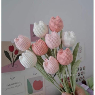 Hoa tulip tròn bằng len (chỉ bán từ 2 hoa)