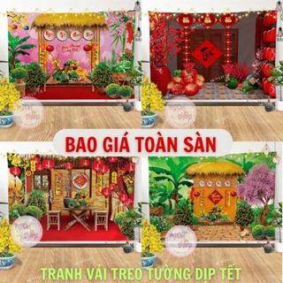   GIÁ XƯỞNG  Tranh Vải Trang Trí TẾT -Thảm vải treo tường Trang Trí Dịp Tết  TẶNG 3 ĐINH 2 MÓC  