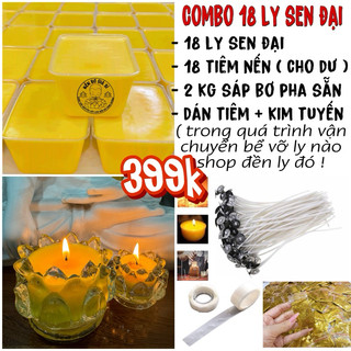 Combo làm 18 ly sen đại nến bơ ( Kèm văn khấn cúng dường )