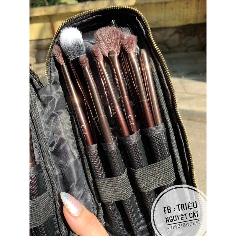 Bộ cọ Celin make up cá nhân lông thú chính hãng 15 cây -  Lông cọ đẹp, mềm mịn kèm bao da Celin