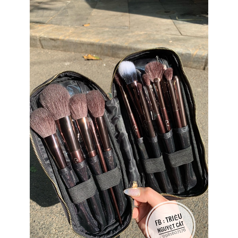 Bộ cọ Celin make up cá nhân lông thú chính hãng 15 cây -  Lông cọ đẹp, mềm mịn kèm bao da Celin