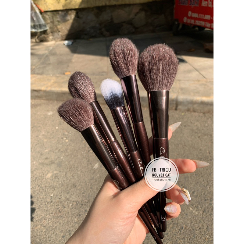 Bộ cọ Celin make up cá nhân lông thú chính hãng 15 cây -  Lông cọ đẹp, mềm mịn kèm bao da Celin