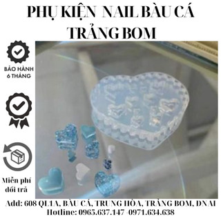Khuôn silicone hình trái tim nổi 3d móng nail gel uv bột đắp bột nổi lưu huỳnh