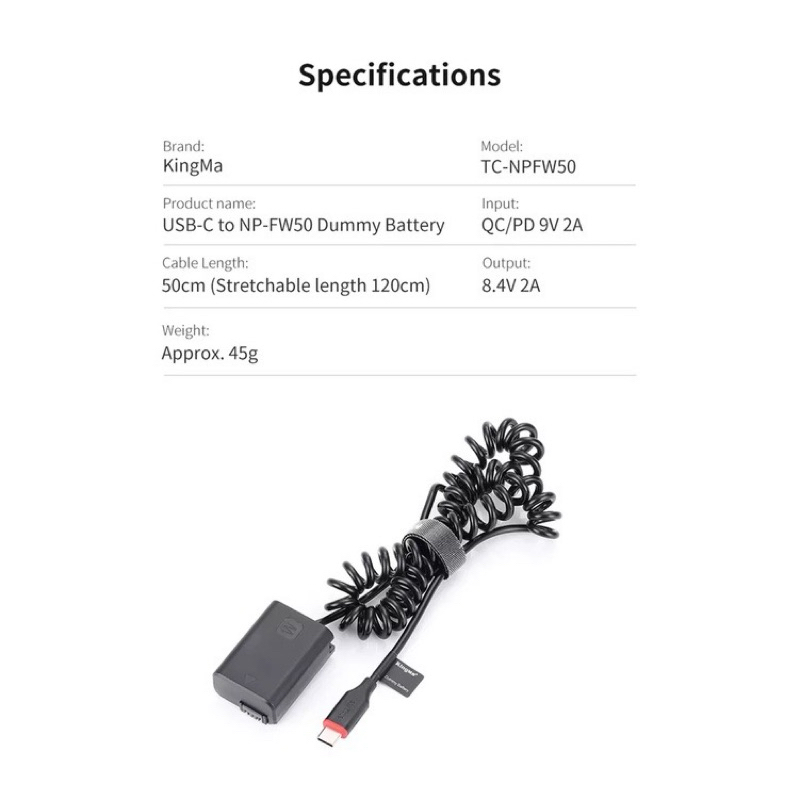 Pin giả Kingma NP-FW50 cho máy ảnh Sony A6000 A6300 A6400 A6500, ZV E10