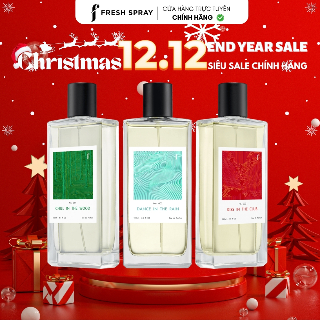 Combo Full Size 100ml Nước Hoa Phi Giới Tính F Fresh Spray, Công Nghệ Tích Hợp Lưu Hương Trên Quần Áo, 3 Tầng Hương