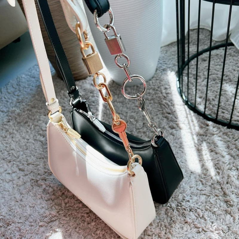 |nhymbagnwallet| Túi đeo vai dây phối ổ khoá lạ mắt