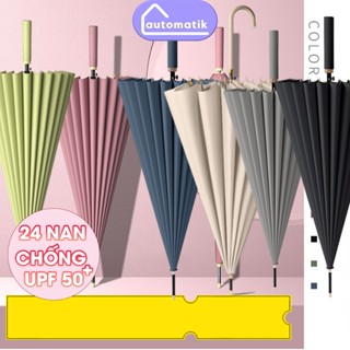 [D] Ô Dù Che Mưa Nắng Tự Động Gấp Gọn Automatik 24 Nan Loại Lớn Cute Ngoài Trời 2 Người Tự Bung Chống Lật Cản 99% UV