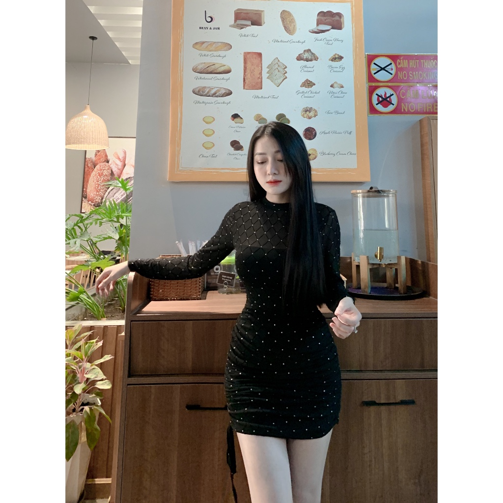 ĐẦM ÔM LƯỚI PHA ĐÁ BLING NHÚN HAI BÊN