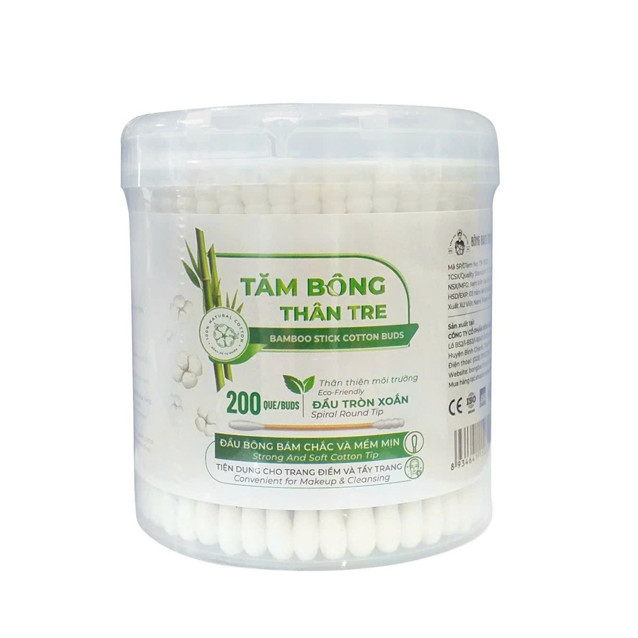 Tăm bông Bông Bạch Tuyết thân tre đầu xoắn tròn tiện dụng