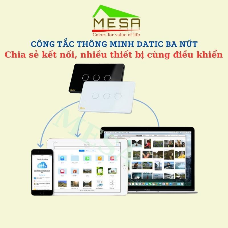 Công Tắc Thông Minh Hunonic Datic Loại 3 Nút, Kết Nối Wifi Điều Khiển Mọi Thiết Bị Đèn Điện Từ Xa Qua Điện Thoại