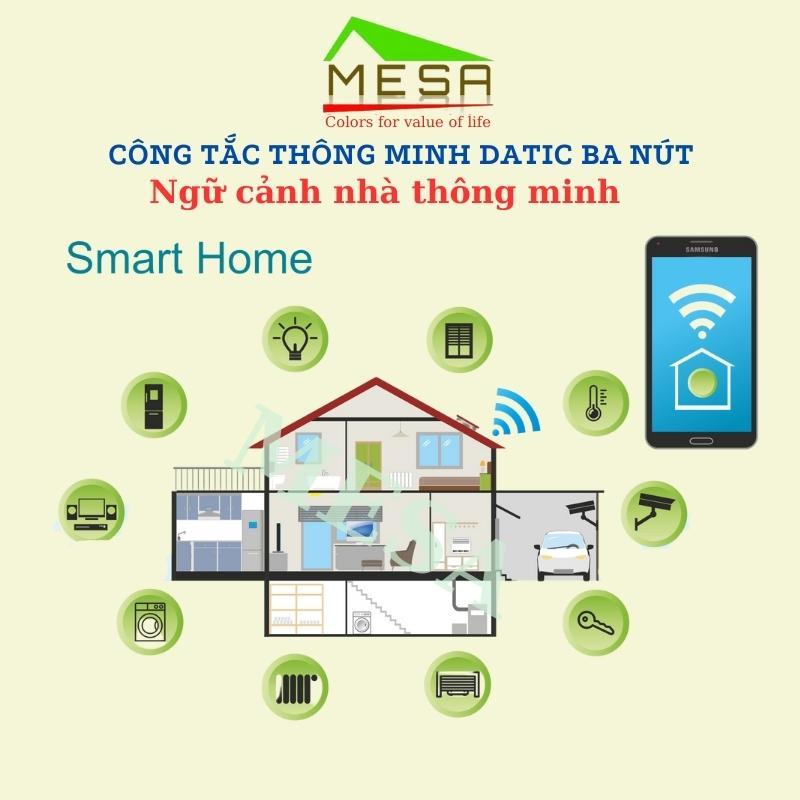 Công Tắc Thông Minh Hunonic Datic Loại 3 Nút, Kết Nối Wifi Điều Khiển Mọi Thiết Bị Đèn Điện Từ Xa Qua Điện Thoại