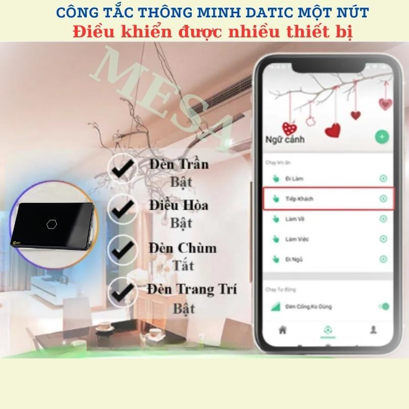 Công tắc thông minh Hunonic Datic 1 nút, kết nối Wifi điều khiển mọi thiết bị từ xa qua điện thoại, 2 màu đen và trắng