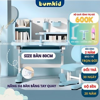 (Mẫu mới 2023) Bàn học thông minh cho bé Bumkid A6, bàn học chống gù cao cấp,nâng hạ tay quay kèm quà tặng