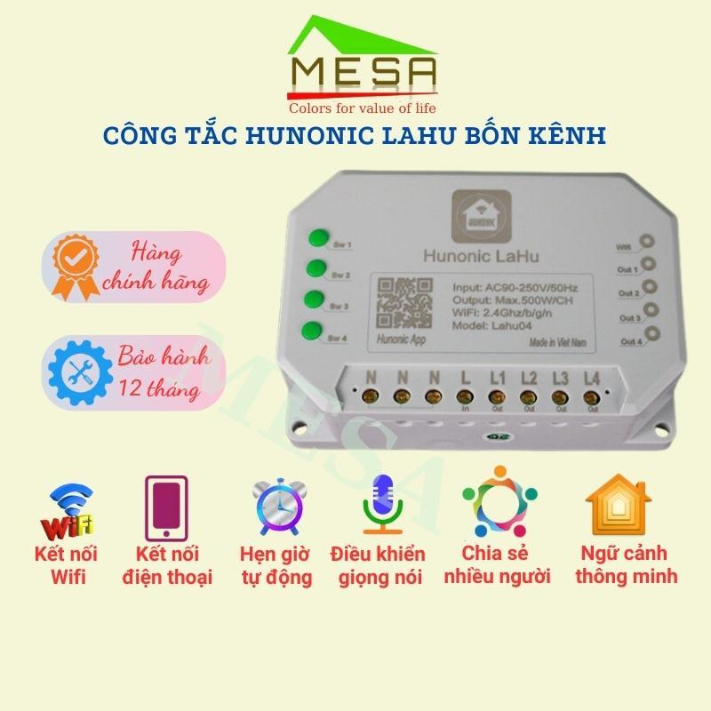 Công tắc thông minh kết nối Wifi Hunonic Lahu 1,2& 4 kênh - 500W/kênh điều khiển mọi thiết bị từ xa qua điện thoại