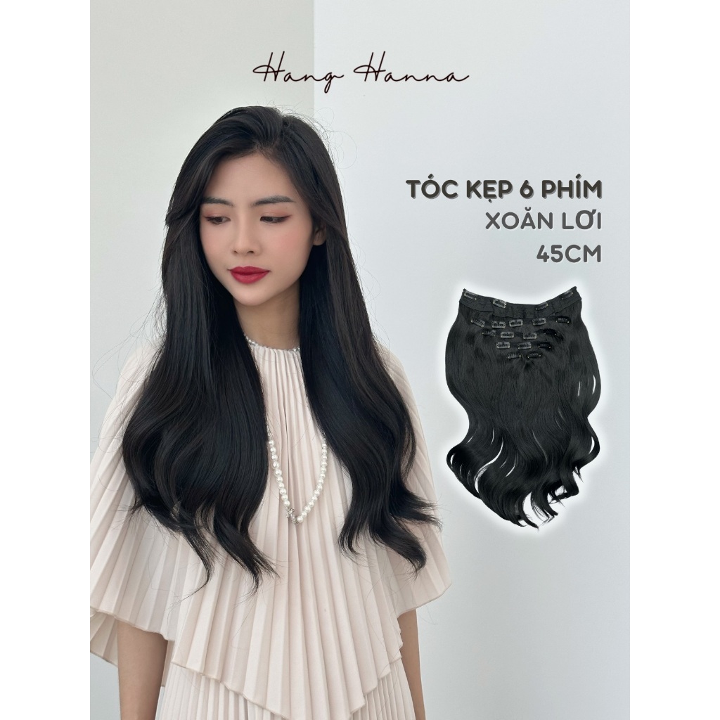 Tóc Kẹp 6 Mảnh HANNA Xoăn Sóng Lơi 45cm - Tóc Kẹp Phím - Tóc Kẹp 6 Phím