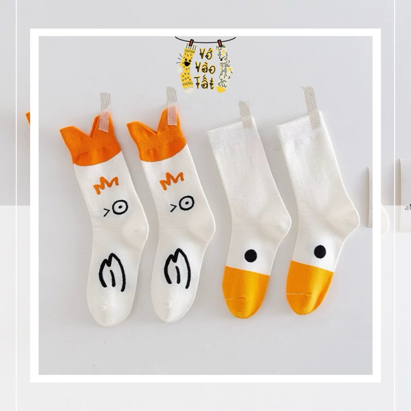 Vớ tất cổ cao hình con vịt ngộ nghĩnh chất cotton cao cấp