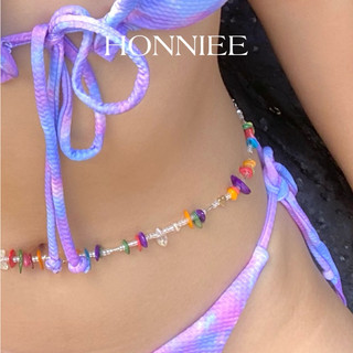 Vòng eo nữ màu sắc mùa hè tươi tắn hạt cườm 2mm mix đá màu Honniee