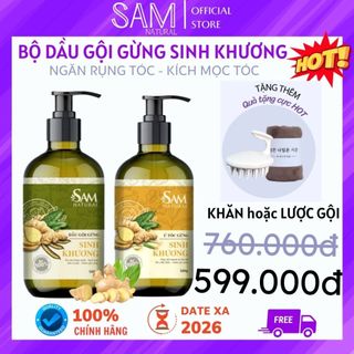 Dầu gội đầu, dầu gội gừng Sinh Khương Sam Natural - Dầu gội mọc tóc ngăn rụng tóc 500ml - Sam Natural Official Store