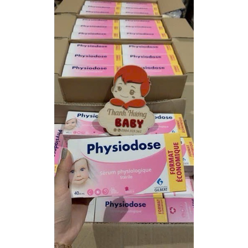 Nước muối sinh lý Pháp Physiodose tép hồng hộp 40 tép