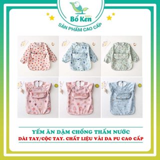 Shop Bố Ken Áo Yếm Cao Cấp Vải PU Siêu Mềm Chống Thấm Nước Có Máng Hứng Thức Ăn Cho Trẻ Em Ăn Dặm