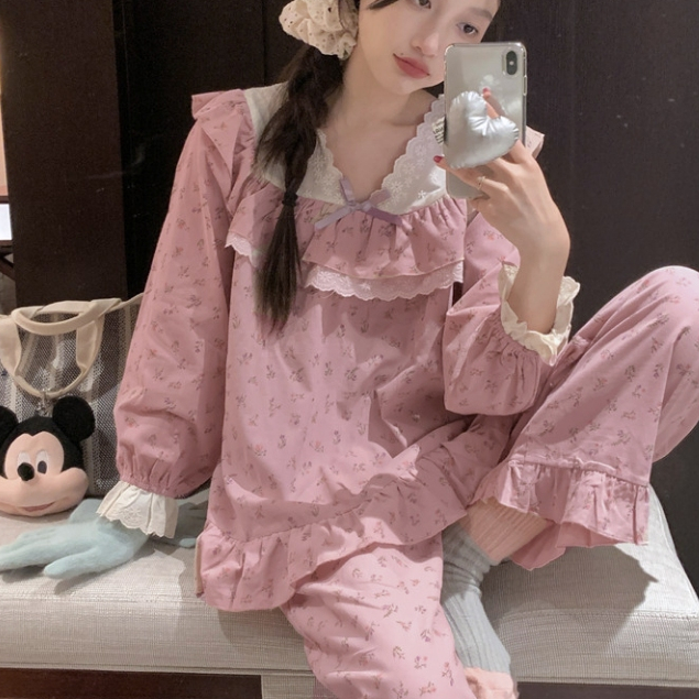 (SẴN) Set bộ mặc nhà nhung tăm hồng phấn hoa nhí quảng châu