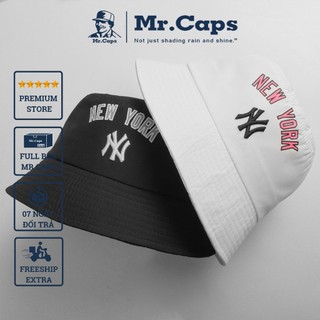 Mũ bucket NY Classic nữ nam hàng xuất khẩu, Nón vành tròn bucket đen trắng vành bo tròn cụp kaki form unisex MrCap BNY04